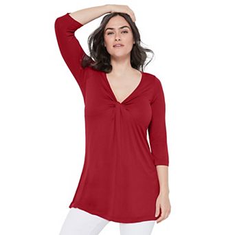 ellos Plus Size Twisted Knot-Front Tunic
