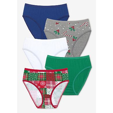 Comfort Choice Plus Size Hi-Cut Cotton Brief 5-Pack