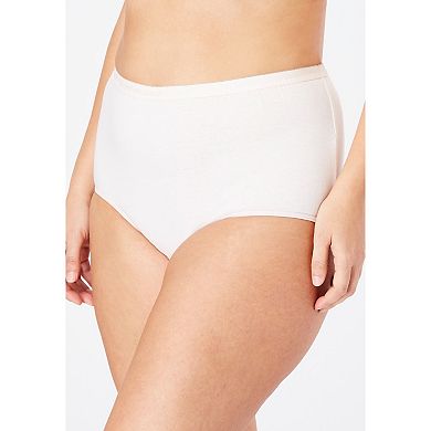 Comfort Choice Plus Size 5-Pack Tag-Free Full Coverage Cotton Brief