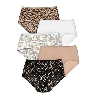 Comfort Choice Plus Size 5-Pack Tag-Free Full Coverage Cotton Brief