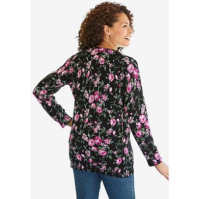 Woman Within Plus Size Perfect Long-Sleeve Cardigan