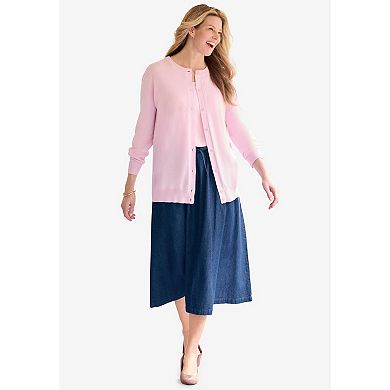 Woman Within Plus Size Perfect Long-Sleeve Cardigan Sweater