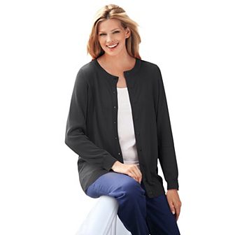 Woman Within Plus Size Perfect Long-Sleeve Cardigan