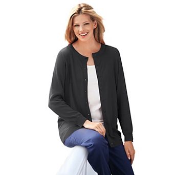 Woman Within Plus Size Perfect Long-Sleeve Cardigan