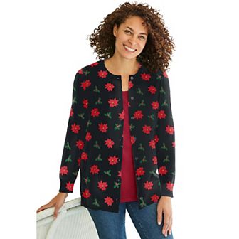 Woman Within Plus Size Perfect Long-Sleeve Cardigan
