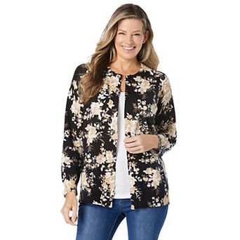 Woman Within Plus Size Perfect Long-Sleeve Cardigan Sweater
