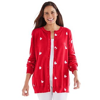 Woman Within Plus Size Perfect Long-Sleeve Cardigan