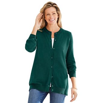 Woman Within Plus Size Perfect Long-Sleeve Cardigan