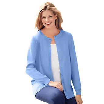 Woman Within Plus Size Perfect Long-Sleeve Cardigan