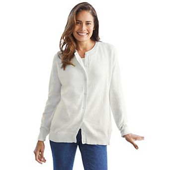Woman Within Plus Size Perfect Long-Sleeve Cardigan
