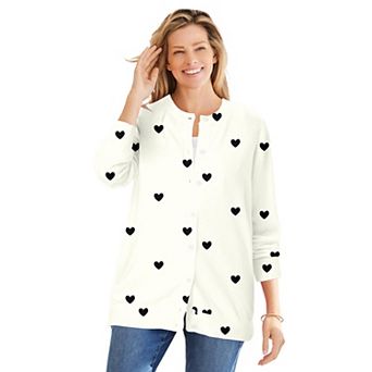 Woman Within Plus Size Perfect Long-Sleeve Cardigan