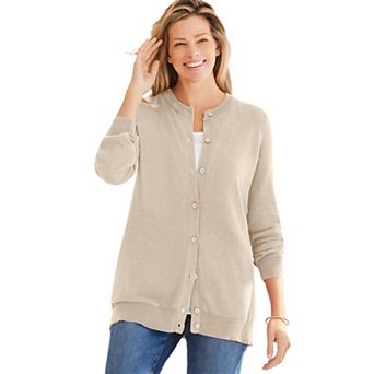 Woman Within Plus Size Perfect Long-Sleeve Cardigan Sweater