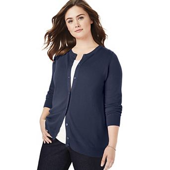 Woman Within Plus Size Perfect Long-Sleeve Cardigan