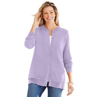 Woman Within Plus Size Perfect Long-Sleeve Cardigan Sweater