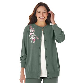 Woman Within Plus Size Perfect Long-Sleeve Cardigan
