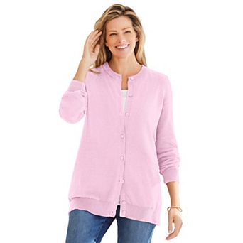 Woman Within Plus Size Perfect Long-Sleeve Cardigan