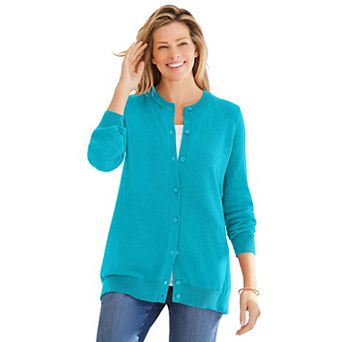 Woman Within Plus Size Perfect Long-Sleeve Cardigan Sweater