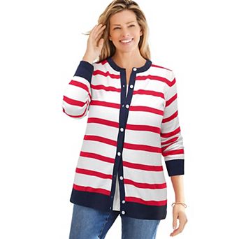 Woman Within Plus Size Perfect Long-Sleeve Cardigan