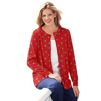 Woman Within Plus Size Perfect Long-Sleeve Cardigan