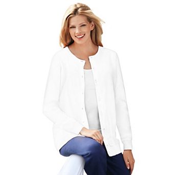 Woman Within Plus Size Perfect Long-Sleeve Cardigan