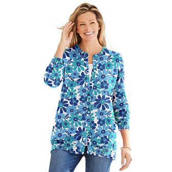 Woman Within Plus Size Perfect Long-Sleeve Cardigan
