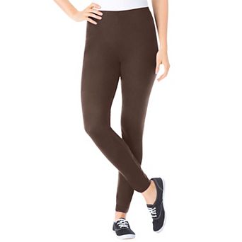 Woman Within Plus Size Stretch-Cotton Knit Pull-On Leggings