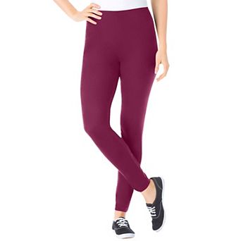 Woman Within Plus Size Stretch-Cotton Knit Pull-On Leggings