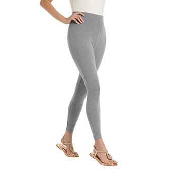 Woman Within Plus Size Stretch-Cotton Knit Pull-On Leggings