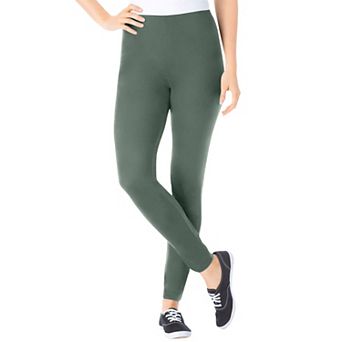 Woman Within Plus Size Stretch-Cotton Knit Pull-On Leggings
