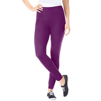 Woman Within Plus Size Stretch-Cotton Knit Pull-On Leggings