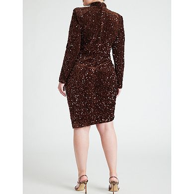 ELOQUII Women's Plus Size Ruched Sequin Dress