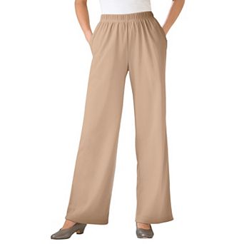 Woman Within Plus Size Tall 7-Day Knit Wide-Leg Pull-On Pants