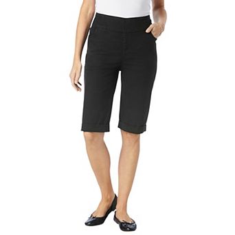 Woman Within Plus Size Pull-On Elastic-Waist Stretch Denim Jeans Shorts