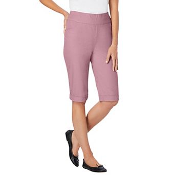 Woman Within Plus Size Pull-On Flex Elastic-Waist Stretch Denim Jeans Shorts