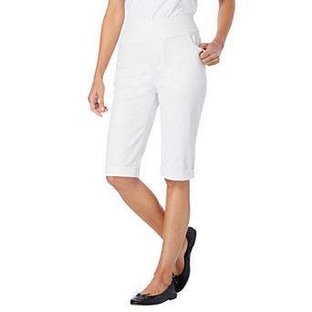 Woman Within Plus Size Pull-On Elastic-Waist Stretch Denim Jeans Shorts