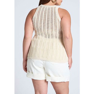 ELOQUII Women's Plus Size Crochet Knitted Tank