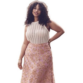Eloquii Women's Plus Size Crochet Knitted Tank
