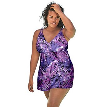 Swim 365 Women's Plus Size Loop Strap Two-Piece Swim Dress