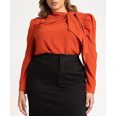ELOQUII Women's Plus Size Drape Front Blouse