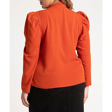 ELOQUII Women's Plus Size Drape Front Blouse