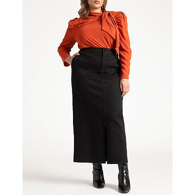 ELOQUII Women's Plus Size Drape Front Blouse