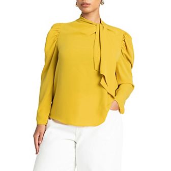 ELOQUII Women's Plus Size Drape Front Blouse