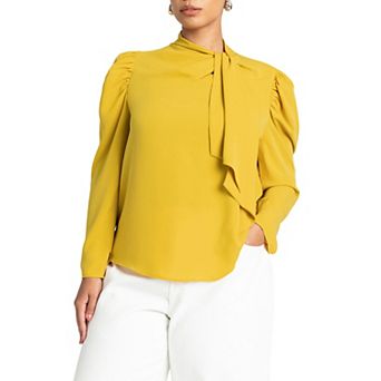 Eloquii Women's Plus Size Drape Front Blouse