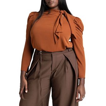 ELOQUII Women's Plus Size Drape Front Blouse