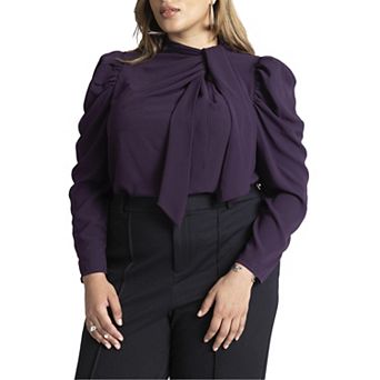 ELOQUII Women's Plus Size Drape Front Blouse