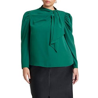 ELOQUII Women's Plus Size Drape Front Blouse