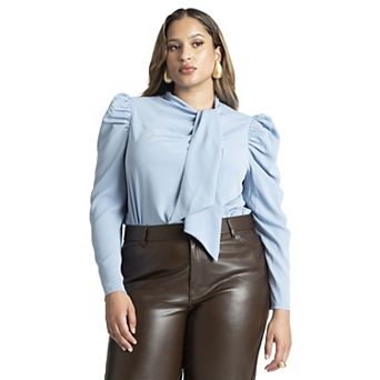 ELOQUII Women's Plus Size Drape Front Blouse