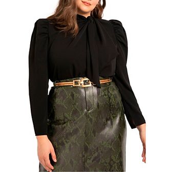 ELOQUII Women's Plus Size Drape Front Blouse