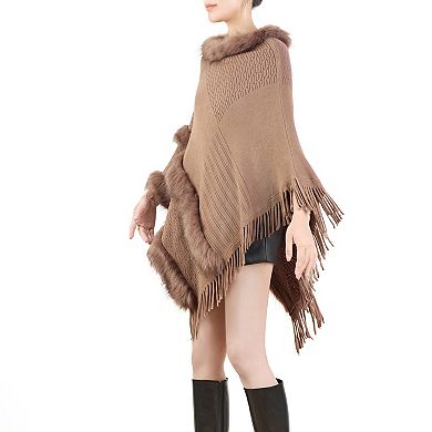 Women's Karla Hanson Faux Fur Ribbed Poncho