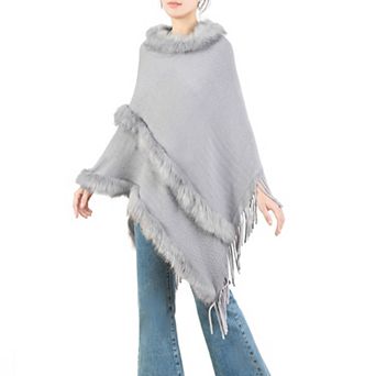 Women's Karla Hanson Faux Fur Ribbed Poncho